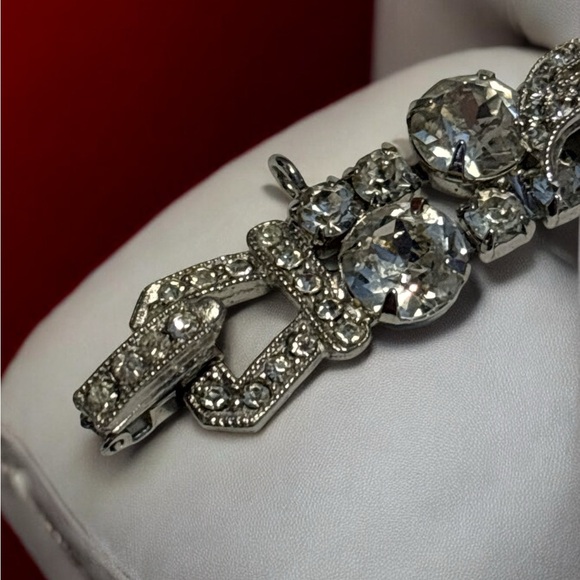 Albert Weiss Vintage Silver Rhodium Crystal Bracelet 7-1/8” - Picture 6 of 14